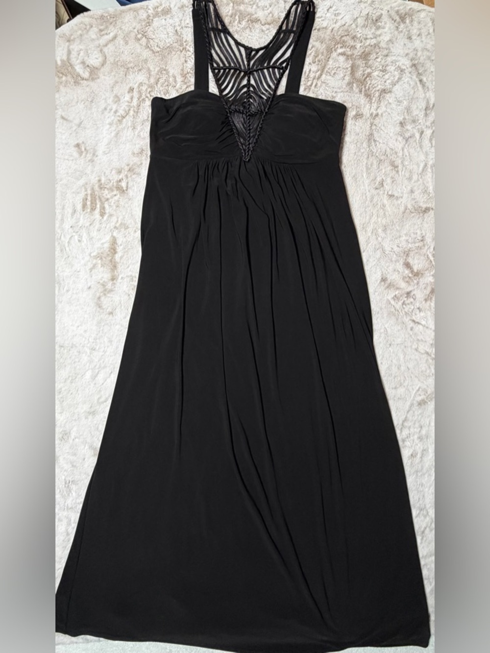 Women’s Boston Proper Black Sleeveless Maxi Dress with Lace Front Yoke XL
